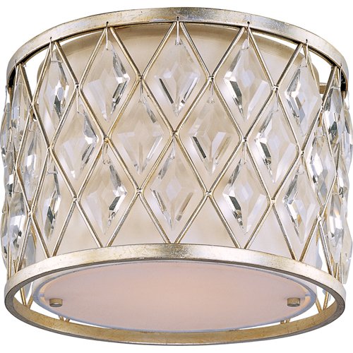 Maxim Lighting 12 1/2 1-Light Flush Mount Fixture in Golden Silver with Diamond Shaped Crystals