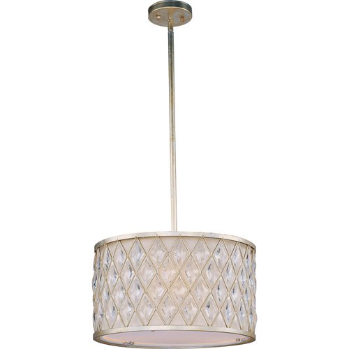 Maxim Lighting 18 1/2 3-Light Single Pendant in Golden Silver with Diamond Shaped Crystals