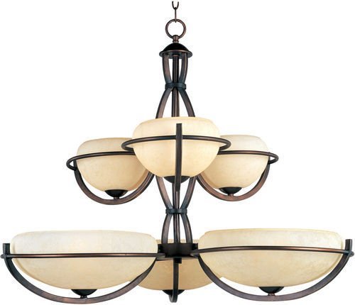 Maxim Lighting 34" 6-Light Chandelier in Oil Rubbed Bronze with Frost Lichen Glass
