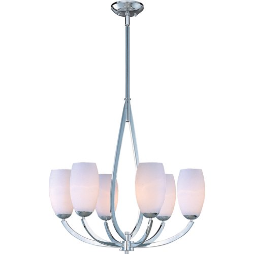 Maxim Lighting 26 1/4" 6-Light Single-Tier Chandelier in Polished Chrome with Satin White Glass