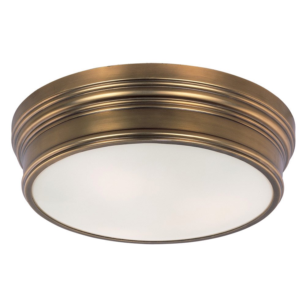 Maxim Lighting Flush Mount in Natural Aged Brass with Satin White Glass