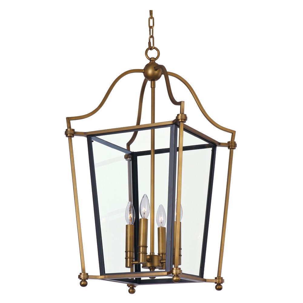 Maxim Lighting 4 Light Chandelier in Natural Aged Brass with Clear Glass