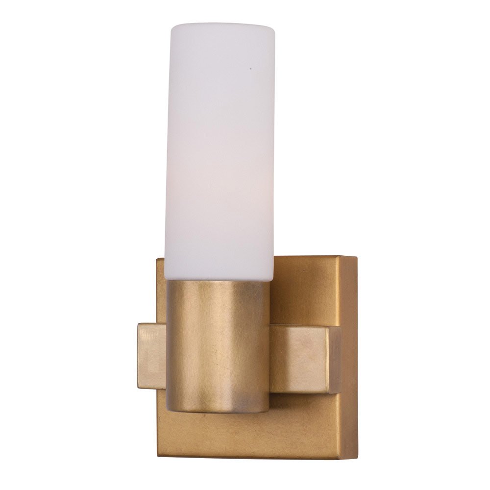 Maxim Lighting Single Light Wall Sconce in Natural Aged Brass with Satin White Glass