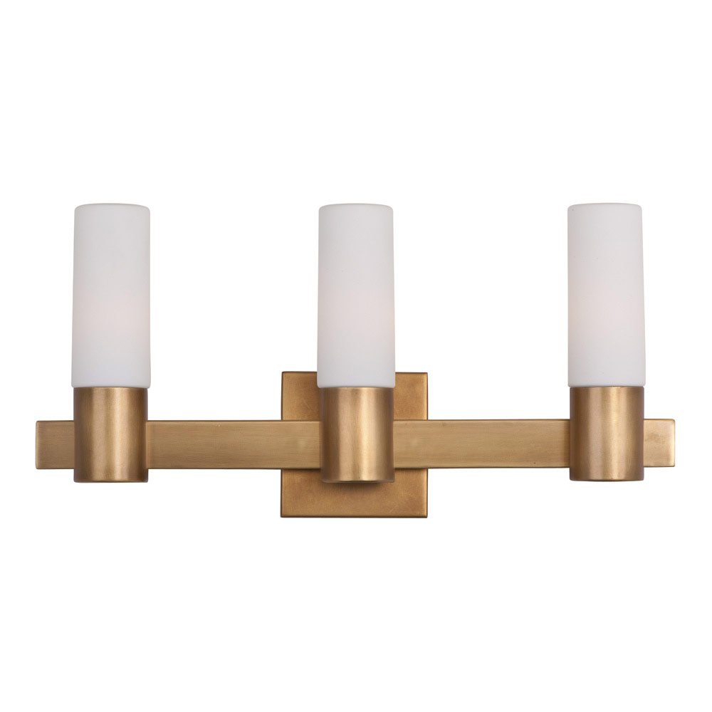 Maxim Lighting Triple Bath Vanity in Natural Aged Brass with Satin White Glass
