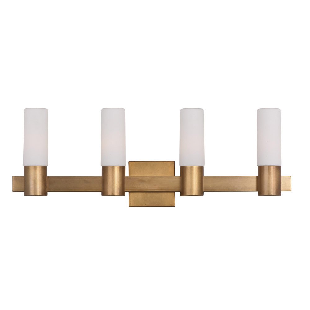 Maxim Lighting Quadruple Bath Vanity in Natural Aged Brass with Satin White Glass