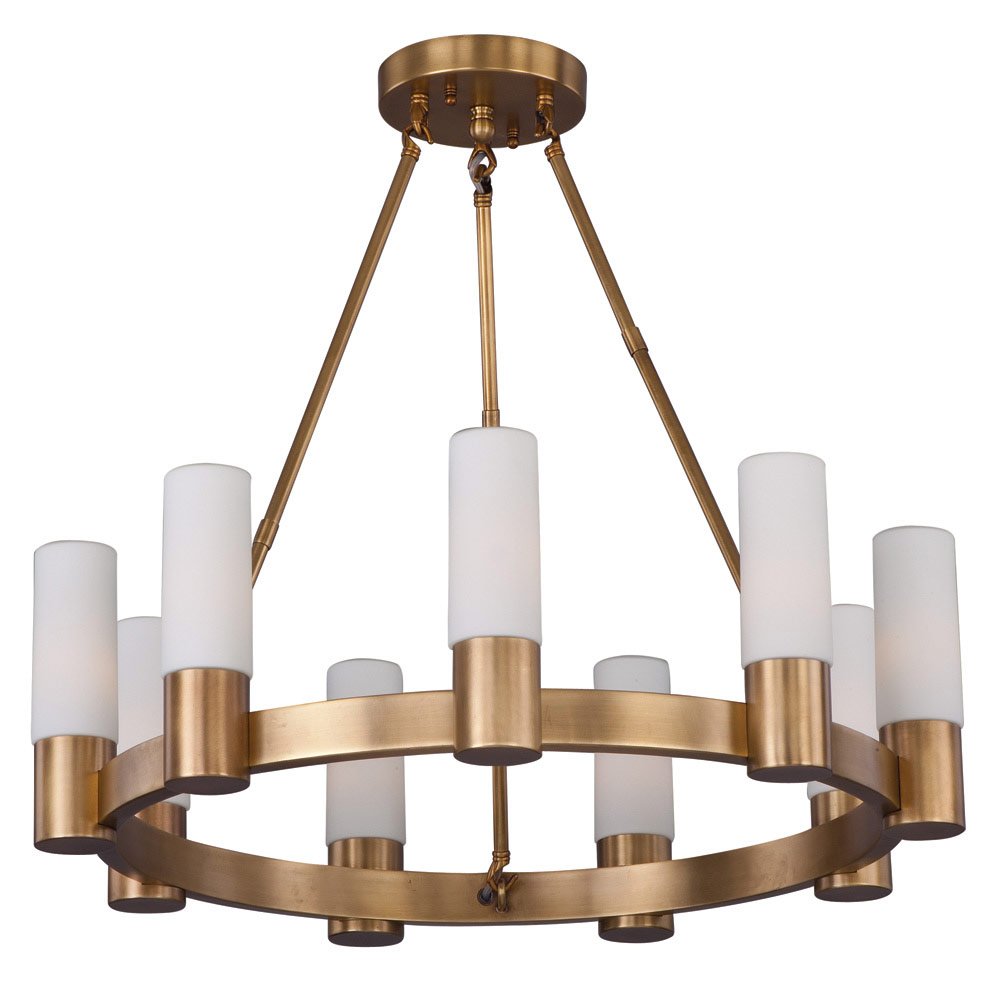 Maxim Lighting 9 Light Chandelier in Natural Aged Brass with Satin White Glass