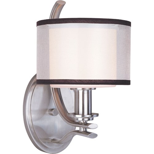 Maxim Lighting 6 1/2" 1-Light Wall Sconce in Satin Nickel with Satin White Glass and a Sheer Charcoal Shade