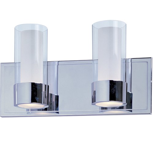 Maxim Lighting 14" 2-Light Bath Vanity in Polished Chrome with Clear/Frosted Glass
