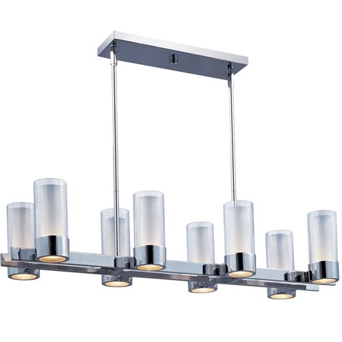 Maxim Lighting 35 1/4" 8-Light Island Pendant in Polished Chrome with Clear/Frosted Glass