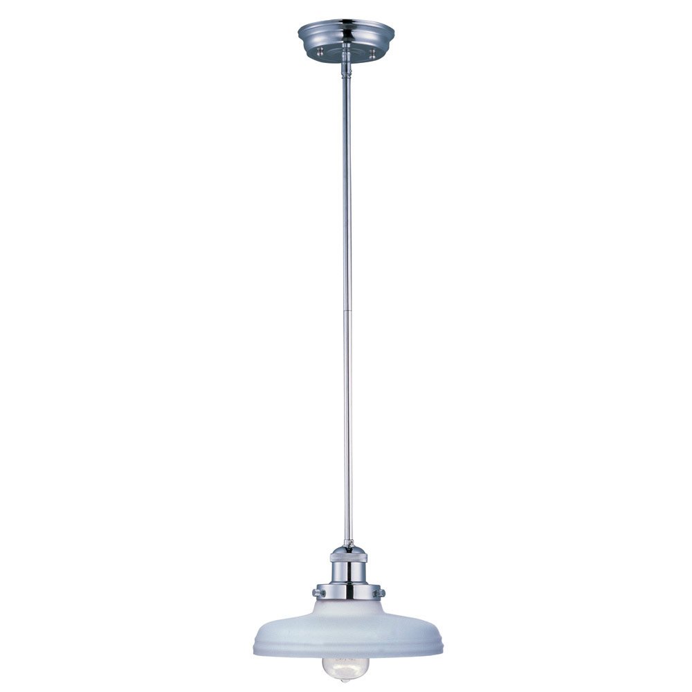 Maxim Lighting Single Pendant in Polished Nickel with Satin White Glass