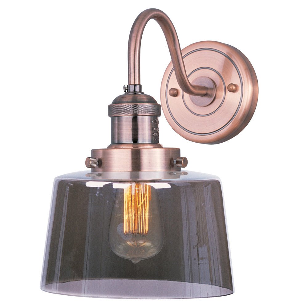 Maxim Lighting Single Wall Sconce in Antique Copper with Mirror Smoke Glass