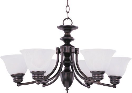Maxim Lighting 26" 6-Light Chandelier in Oil Rubbed Bronze with Marble Glass