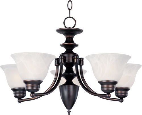 Maxim Lighting 25" 5-Light Chandelier in Oil Rubbed Bronze with Marble Glass