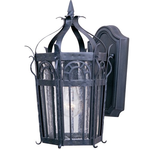 Maxim Lighting 9" 1-Light Outdoor Wall Lantern in Country Forge with Seedy Glass