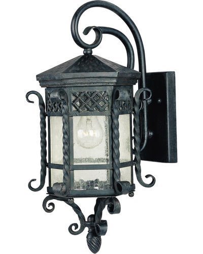Maxim Lighting 9 1/2" 1-Light Outdoor Wall Lantern in Country Forge with Seedy Glass