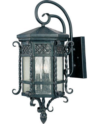 Maxim Lighting 11" 3-Light Outdoor Wall Lantern in Country Forge with Seedy Glass