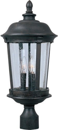 Maxim Lighting 10" 3-Light Outdoor Pole/Post Lantern in Bronze with Seedy Glass