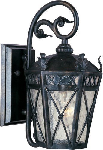 Maxim Lighting 8" 1-Light Outdoor Wall Lantern in Artesian Bronze with Seedy Glass