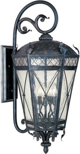 Maxim Lighting 12" 3-Light Outdoor Wall Lantern in Artesian Bronze with Seedy Glass