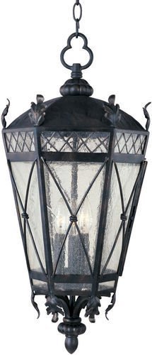 Maxim Lighting 12" 3-Light Outdoor Hanging Lantern in Artesian Bronze with Seedy Glass