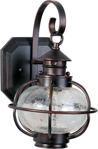 Maxim Lighting 8" 1-Light Outdoor Wall Lantern in Oil Rubbed Bronze with Seedy Glass