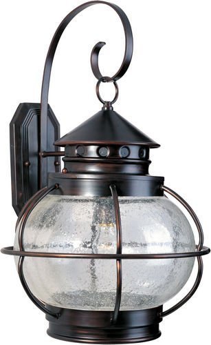 Maxim Lighting 14" 1-Light Outdoor Wall Lantern in Oil Rubbed Bronze with Seedy Glass