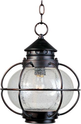 Maxim Lighting 12" 1-Light Outdoor Hanging Lantern in Oil Rubbed Bronze with Seedy Glass