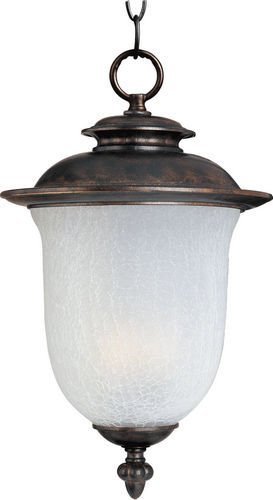 Maxim Lighting 10" 2-Light Outdoor Hanging Lantern in Chocolate with Frost Crackle Glass