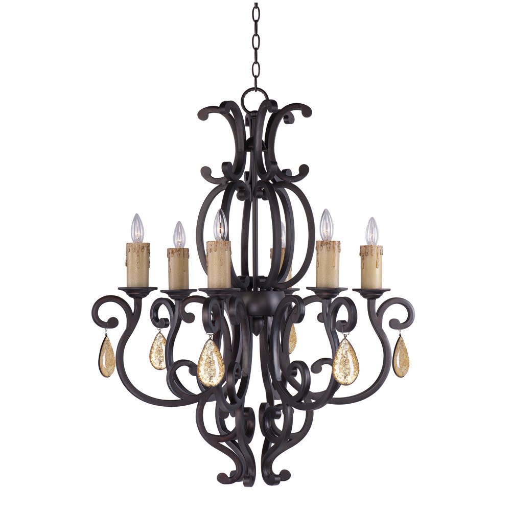 Maxim Lighting 30 1/2" 6-Light Chandelier in Colonial Umber with Crystals