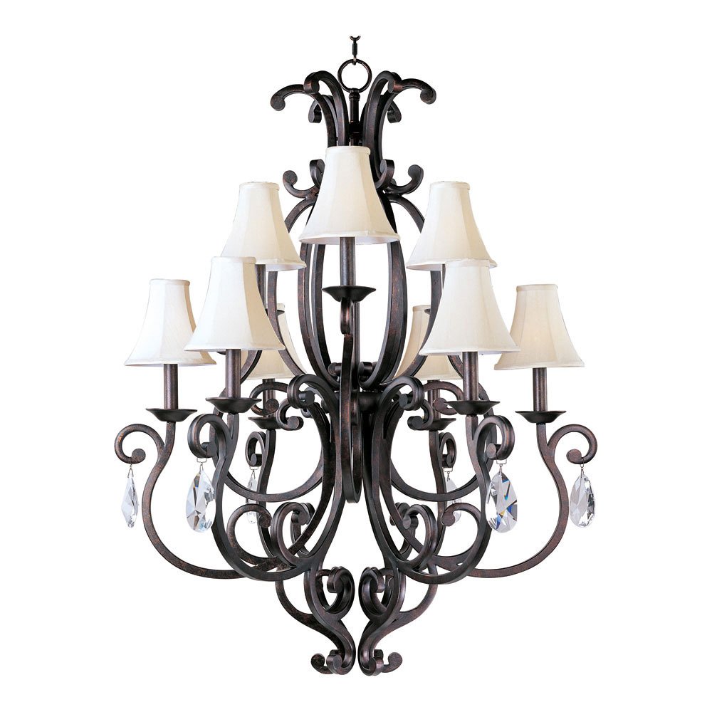Maxim Lighting 37 1/2" 9-Light Chandelier in Colonial Umber with Crystals & Shades