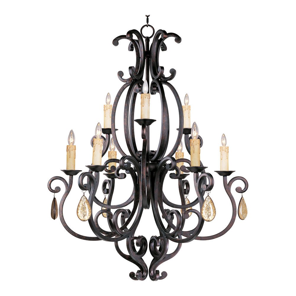 Maxim Lighting 37 1/2" 9-Light Chandelier in Colonial Umber with Crystals