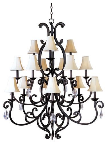 Maxim Lighting 50 1/2" 15-Light Chandelier in Colonial Umber with Crystal & Shades