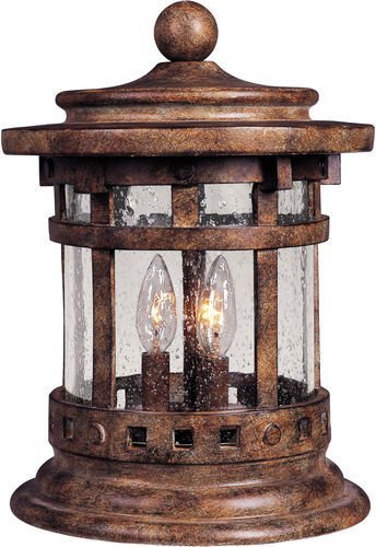 Maxim Lighting 10 1/2" Cast 3-Light Outdoor Deck Lantern in Sienna with Seedy Glass
