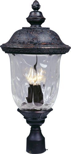 Maxim Lighting 12 1/2" 3-LT Outdoor Pole/Post Lantern in Oriental Bronze with Water Glass