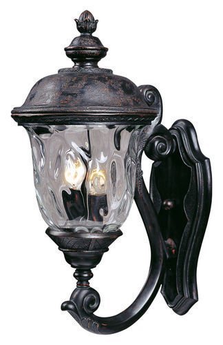 Maxim Lighting 9" 2-Light Outdoor Wall Lantern in Oriental Bronze with Water Glass