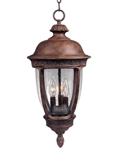 Maxim Lighting 13" Cast 3-Light Outdoor Hanging Lantern in Sienna with Seedy Glass