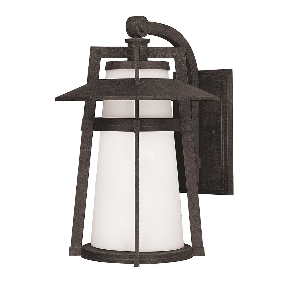 Maxim Lighting Outdoor Wall Lantern in Adobe with Satin White Glass