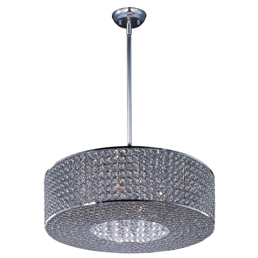 Maxim Lighting Single Pendant in Plated Silver with Beveled Crystal Glass