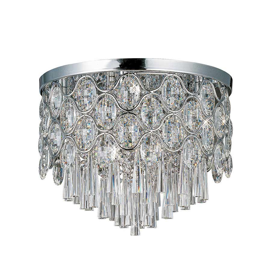 Maxim Lighting 17 3/4" 12-Light Flush Mount Fixture in Polished Chrome with Beveled Crystal