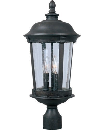 Maxim Lighting 10" 3-Light Outdoor Pole/Post Lantern in Bronze with Seedy Glass
