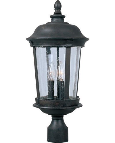 Maxim Lighting 12" 3-Light Outdoor Pole/Post Lantern in Bronze with Seedy Glass