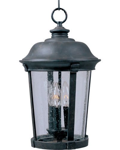 Maxim Lighting 12" 3-Light Outdoor Hanging Lantern in Bronze with Seedy Glass