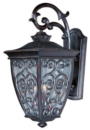 Maxim Lighting 13" 3-Light Outdoor Wall Lantern in Oriental Bronze with Seedy Glass