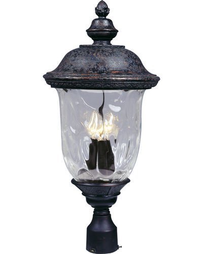 Maxim Lighting 12 1/2" 3-Light Outdoor Pole/Post Lan in Oriental Bronze with Water Glass