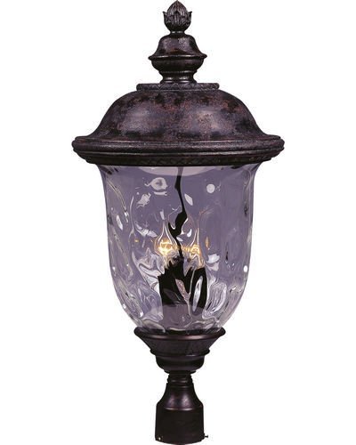 Maxim Lighting 14" 3-Light Outdoor Pole/Post Lan in Oriental Bronze with Water Glass