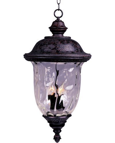 Maxim Lighting 14" 3-Light Outdoor Hanging Lan in Oriental Bronze with Water Glass