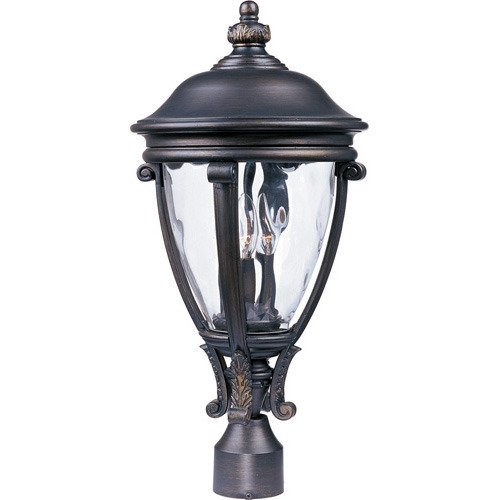 Maxim Lighting 11" 3-Light Outdoor Pole/Post Lantern in Golden Bronze with Water Glass