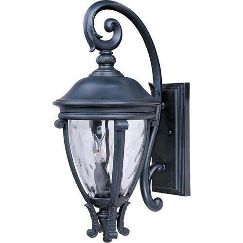 Maxim Lighting 11" 3-Light Outdoor Wall Lantern in Black with Water Glass