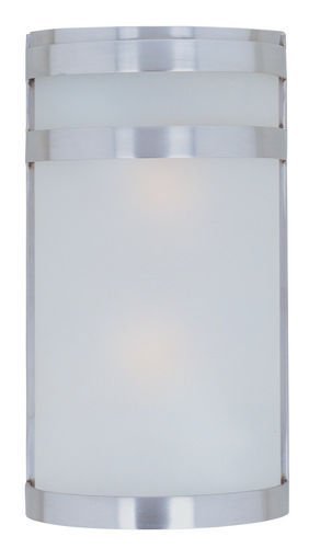 Maxim Lighting 6 1/2" 2-Light Outdoor Wall Lantern in Stainless Steel with Frosted Glass