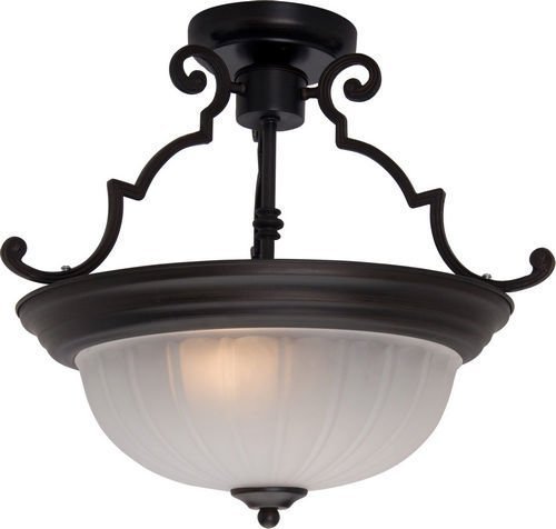 Maxim Lighting 14 1/2" 2-Light Semi-Flush Mount in Oil Rubbed Bronze with Frosted Glass
